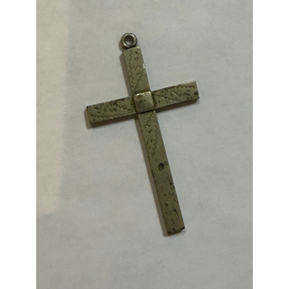 Antique Etched Gold Filled Cross Pendant